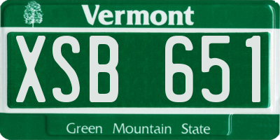 VT license plate XSB651