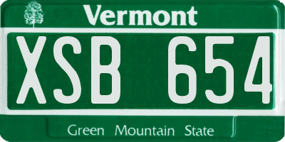VT license plate XSB654