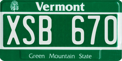 VT license plate XSB670