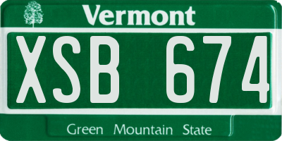 VT license plate XSB674