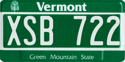 VT license plate XSB722