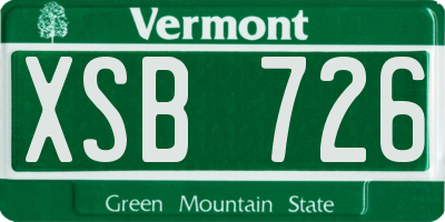 VT license plate XSB726
