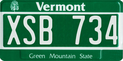 VT license plate XSB734