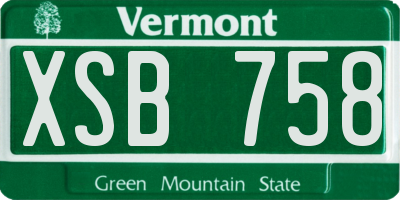 VT license plate XSB758