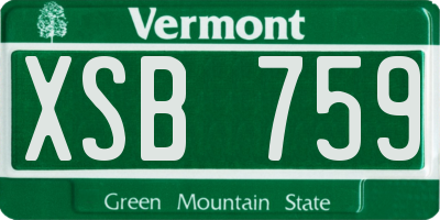 VT license plate XSB759