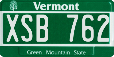 VT license plate XSB762