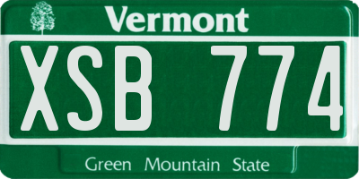 VT license plate XSB774