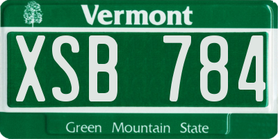 VT license plate XSB784