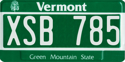 VT license plate XSB785