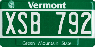 VT license plate XSB792