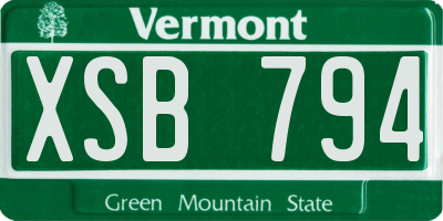 VT license plate XSB794