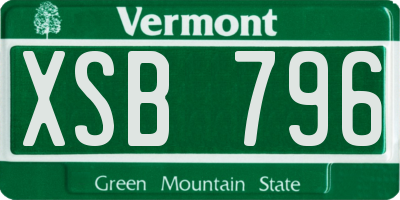 VT license plate XSB796