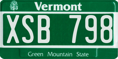 VT license plate XSB798