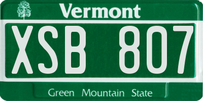 VT license plate XSB807