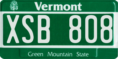VT license plate XSB808