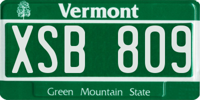 VT license plate XSB809