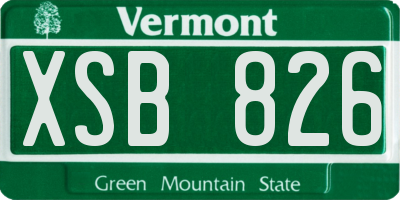 VT license plate XSB826
