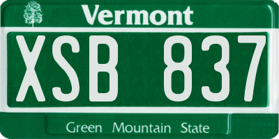 VT license plate XSB837