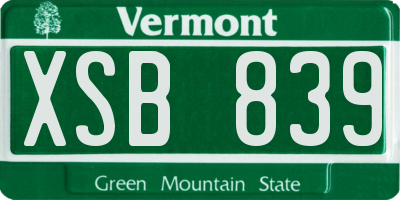 VT license plate XSB839