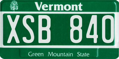 VT license plate XSB840