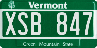 VT license plate XSB847