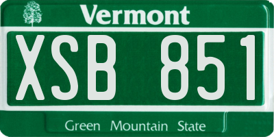 VT license plate XSB851