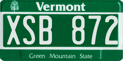 VT license plate XSB872