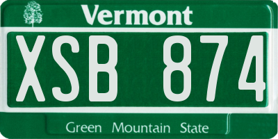 VT license plate XSB874