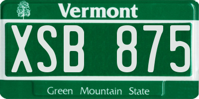 VT license plate XSB875