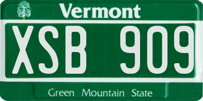 VT license plate XSB909