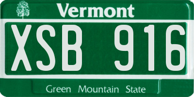 VT license plate XSB916