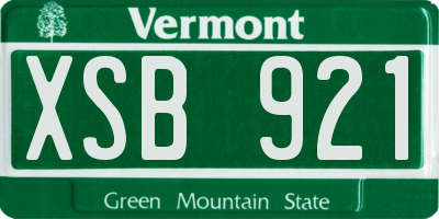 VT license plate XSB921