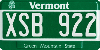 VT license plate XSB922