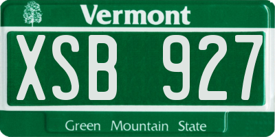 VT license plate XSB927