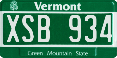 VT license plate XSB934