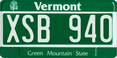 VT license plate XSB940