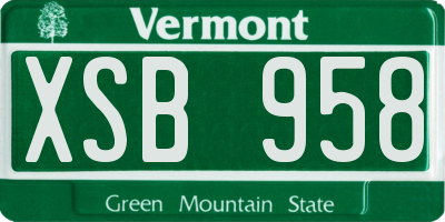 VT license plate XSB958