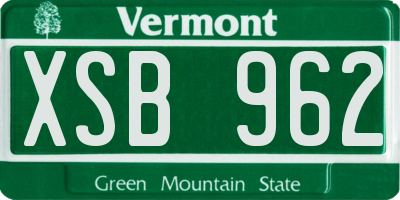 VT license plate XSB962