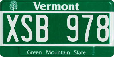 VT license plate XSB978