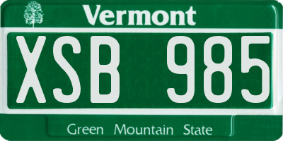 VT license plate XSB985