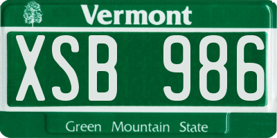 VT license plate XSB986