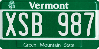 VT license plate XSB987