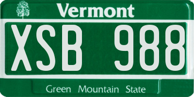 VT license plate XSB988