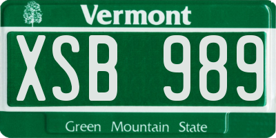 VT license plate XSB989