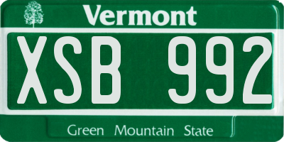 VT license plate XSB992