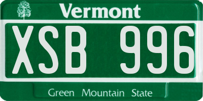 VT license plate XSB996