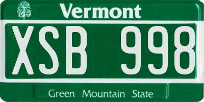 VT license plate XSB998