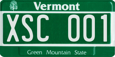 VT license plate XSC001