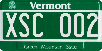 VT license plate XSC002