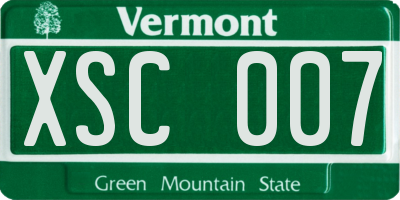 VT license plate XSC007